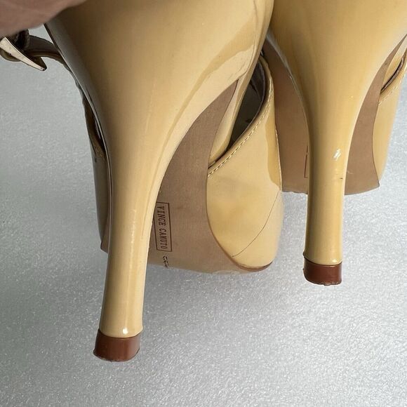Vince Camuto Pointed Toe Slingback Patent Leather Sandals US 7M Yellowish - Picture 10 of 11